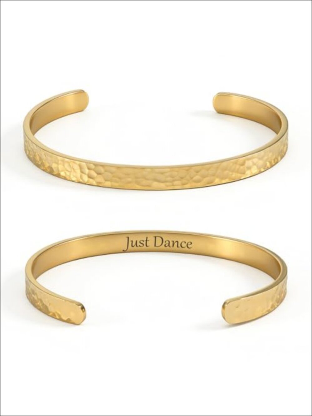 18K Gold Plated Hammered Cuff Bracelet Inspirational Bible Verse